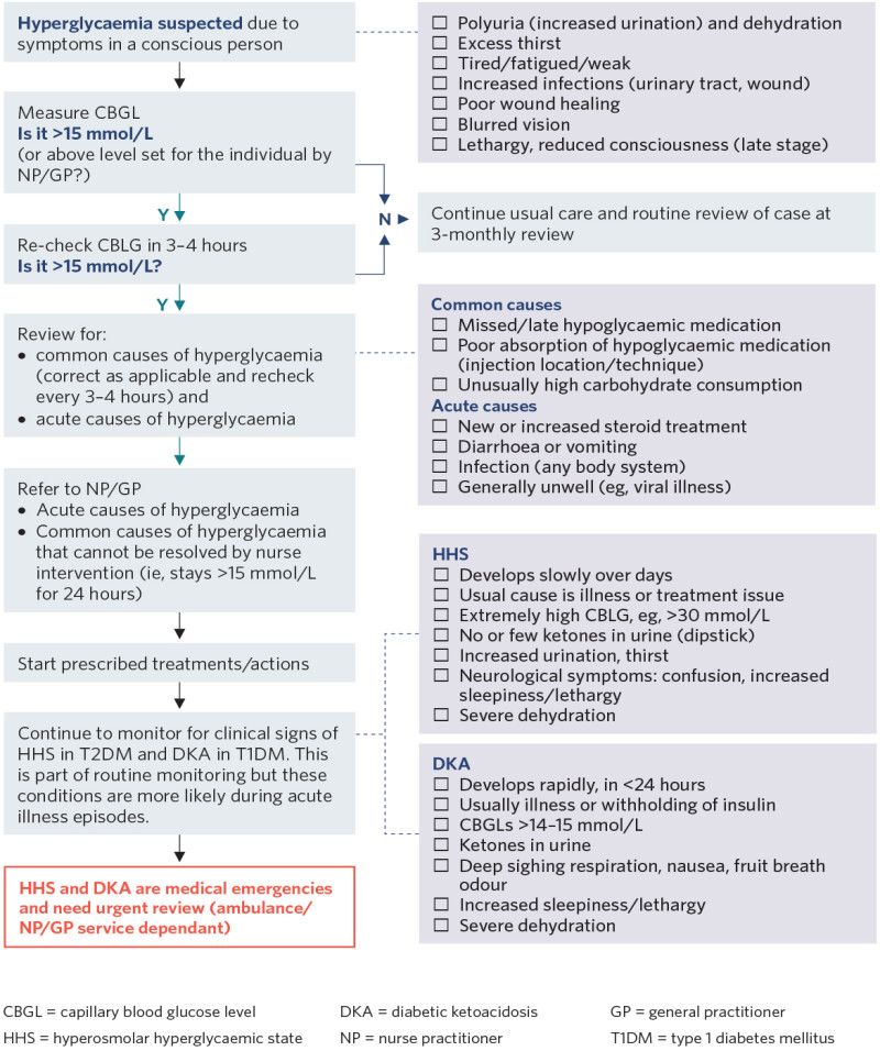 Decision support flow diagram for hyperglycaemia. 